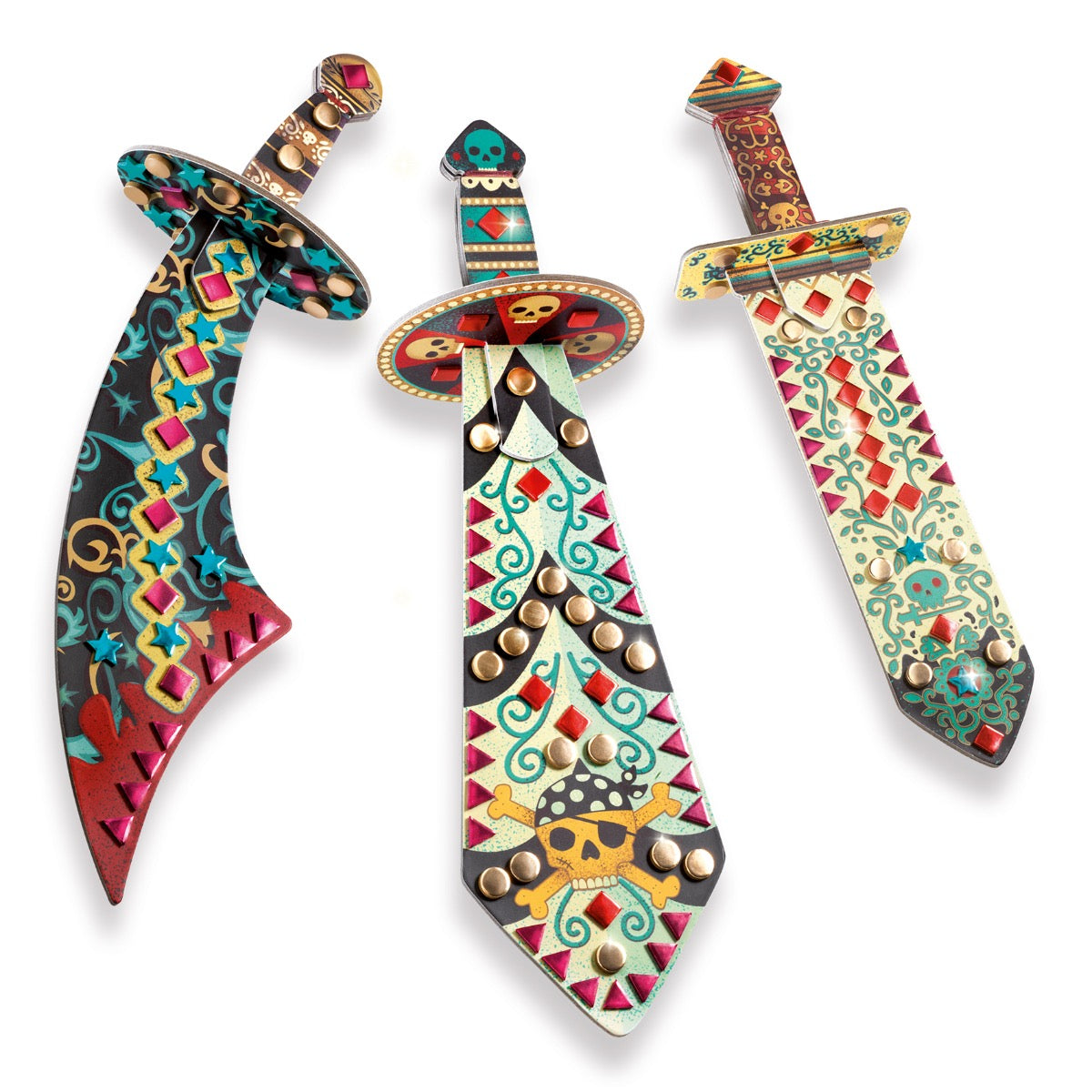 Djeco Do It Yourself - 3 Mosaic Swords to Decorate Like a Pirate