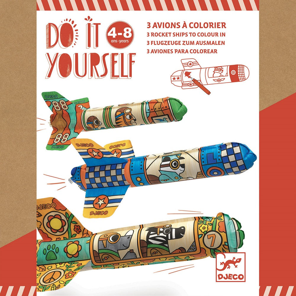 Djeco Do It Yourself - 3 Rocket Ships to Colour Rocket Craft
