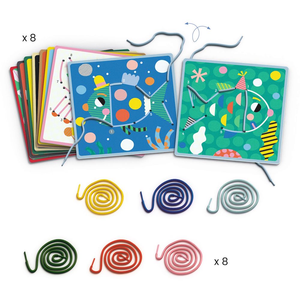Djeco Lacing Cards, Dot To Dot - learn numbers as you lace! 4 yrs +