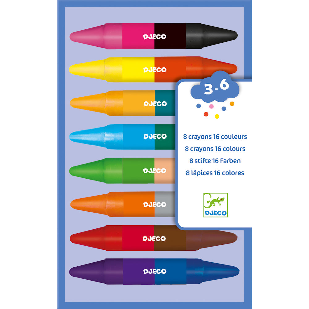 Djeco 8 Double-Sided Coloured Crayons