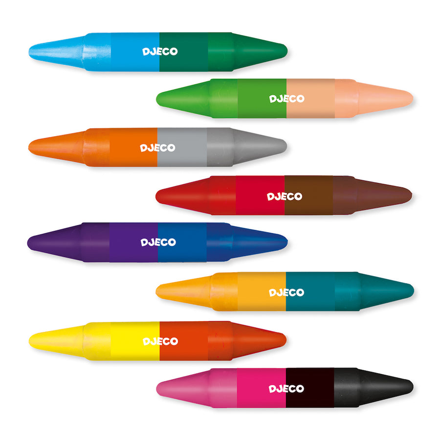 Djeco 8 Double-Sided Coloured Crayons