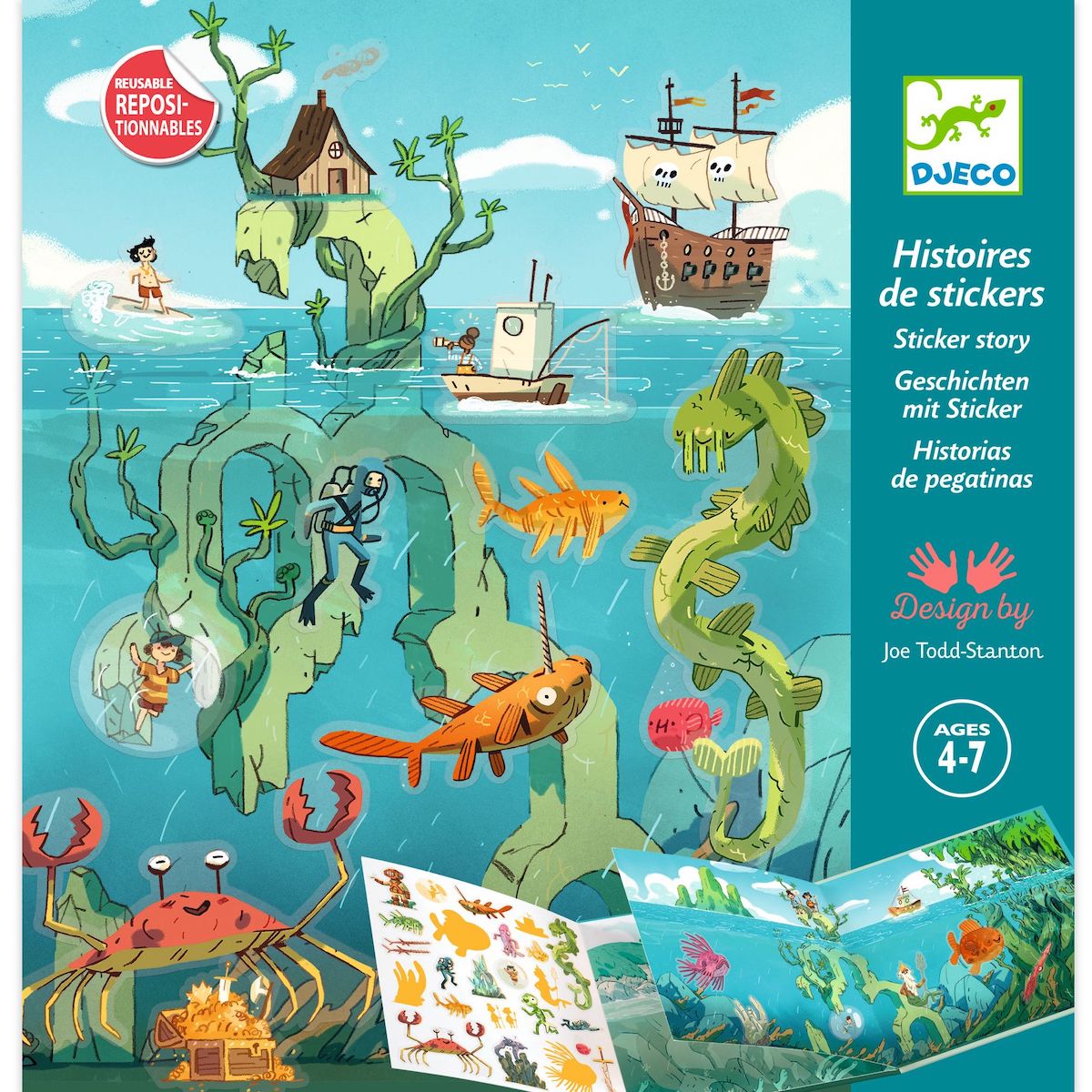 Sticker Story Adventure Djeco Sticker Stories Adventures At Sea | Reusable Stickers for Kids ...