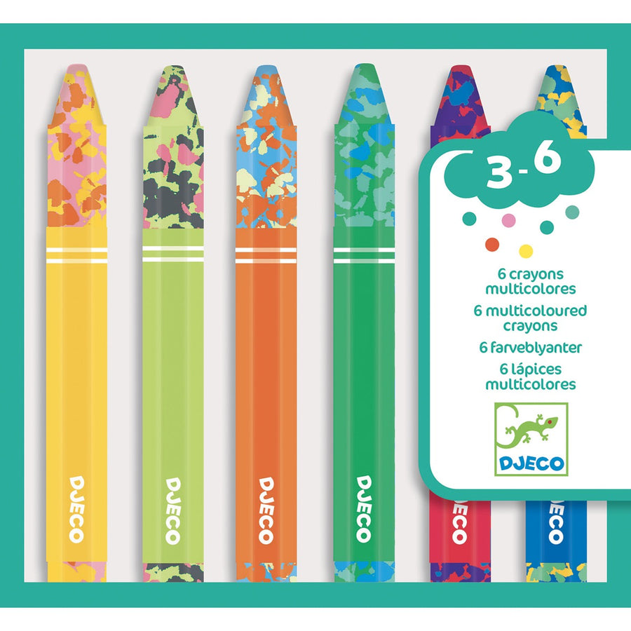 Djeco Colours For Little Ones - 6 Multicoloured Crayons