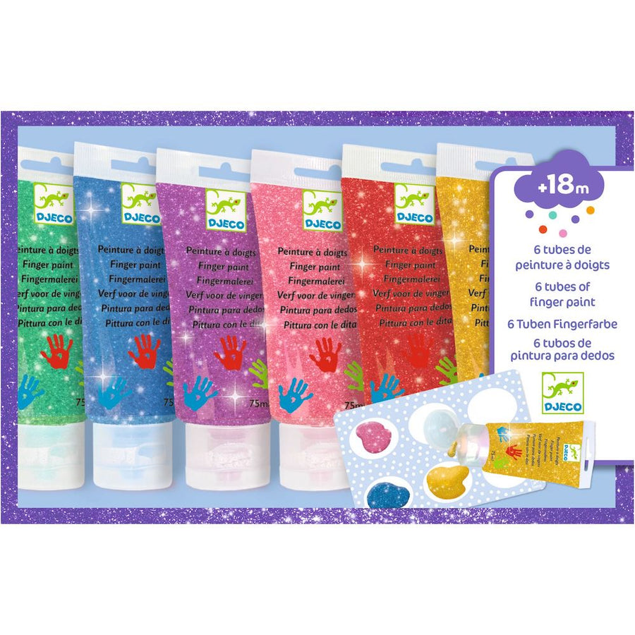 Djeco Finger Painting 6 Tubes - Glitter