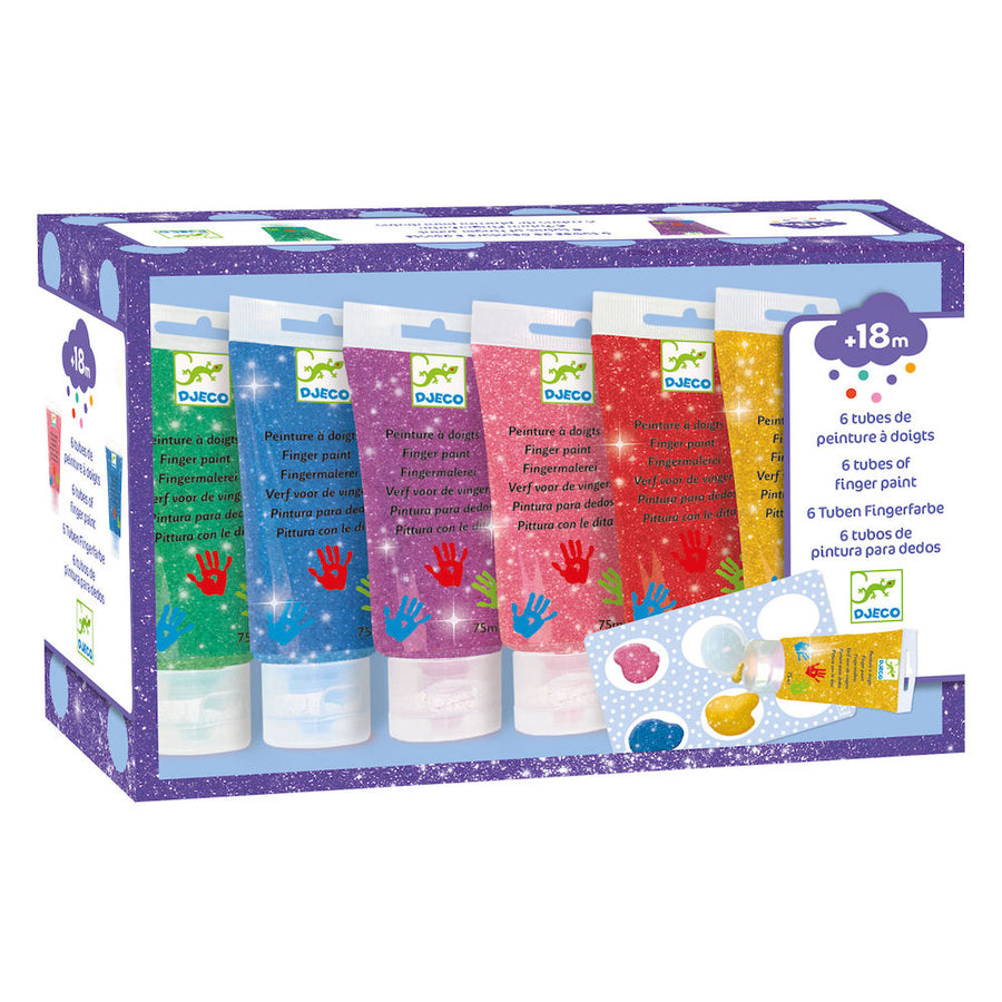 Djeco Finger Painting 6 Tubes - Glitter