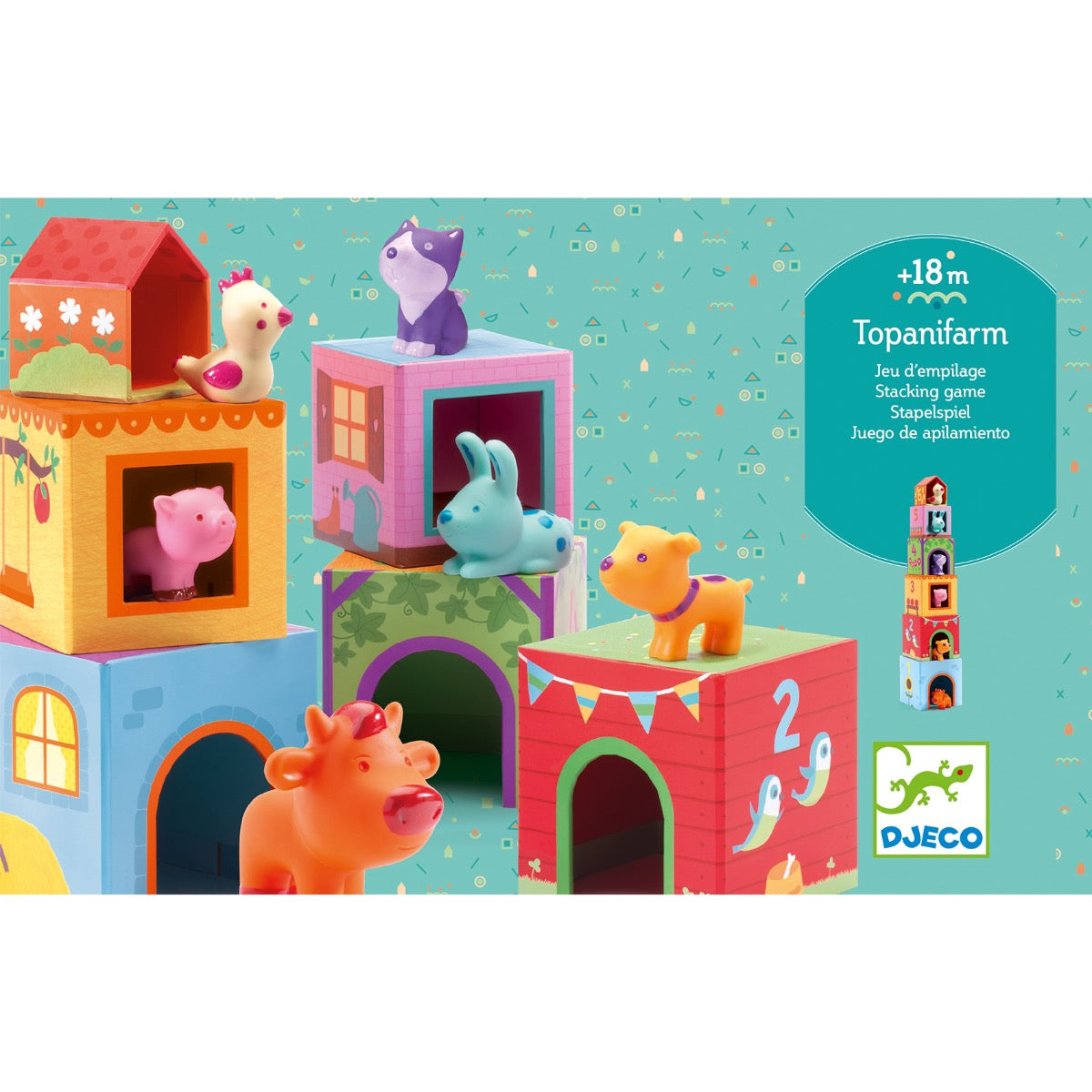 Djeco Topanifarm - Farm Animals Stacking Blocks