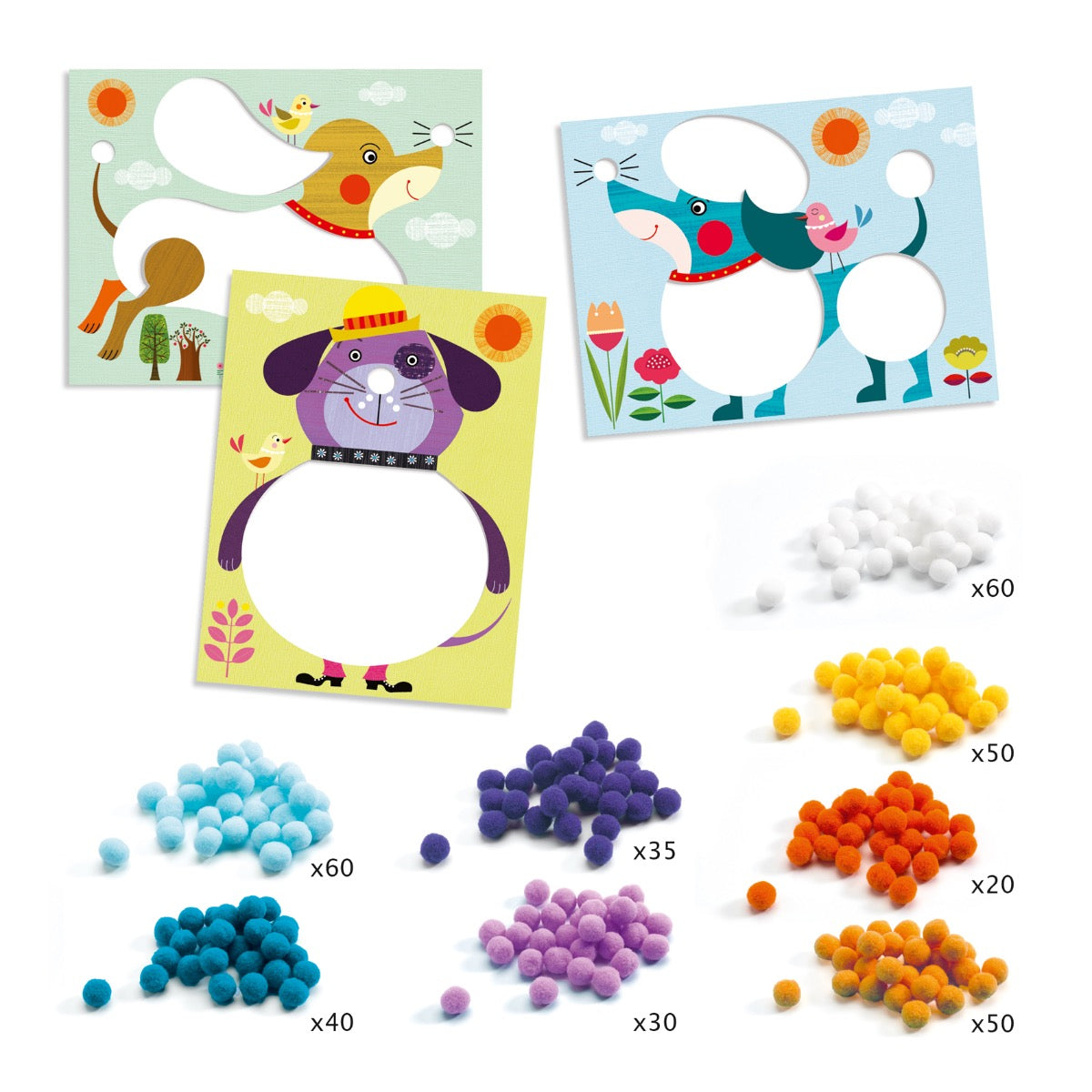Djeco Pompom Collage - Dogs to Stroke