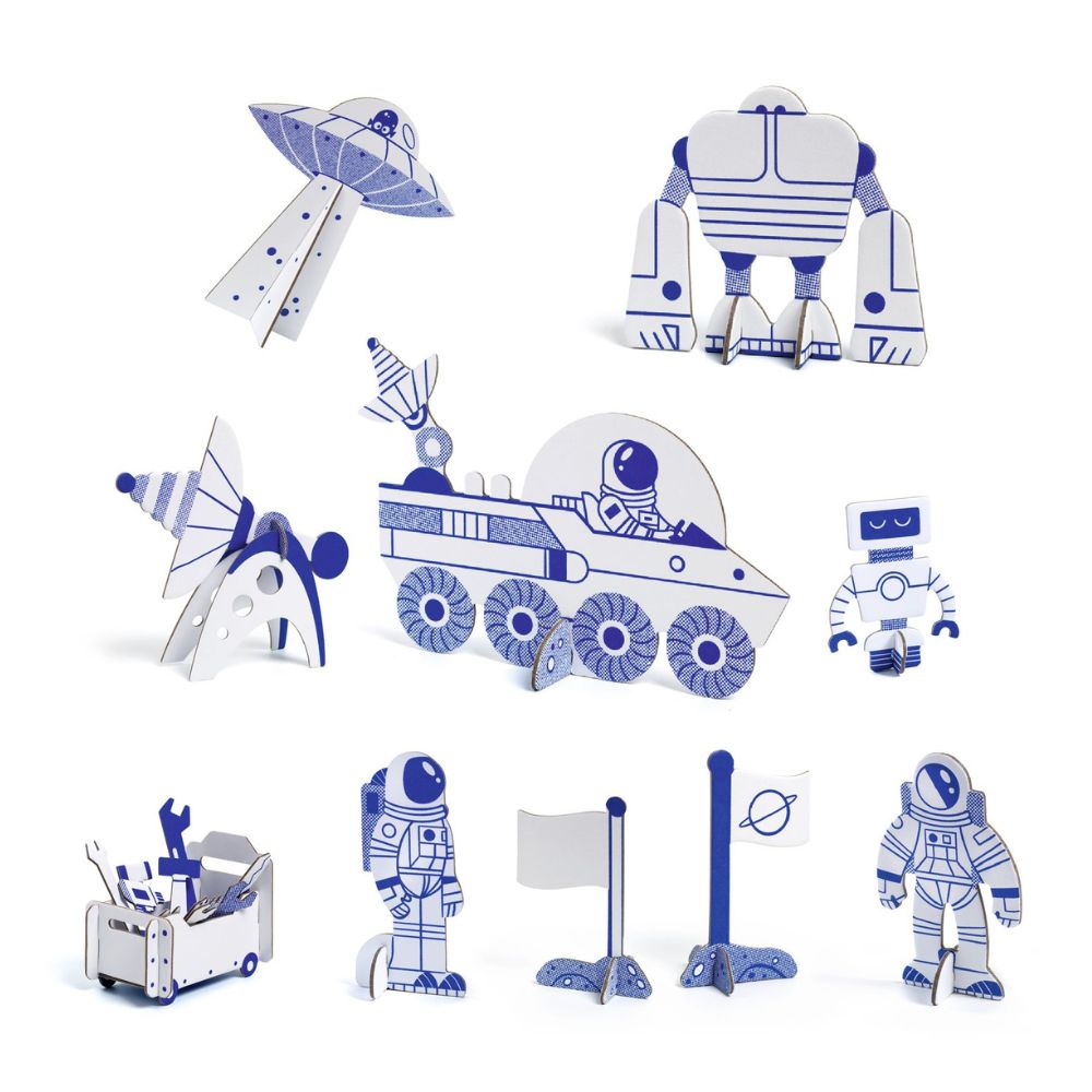 space rocket colour assemble play