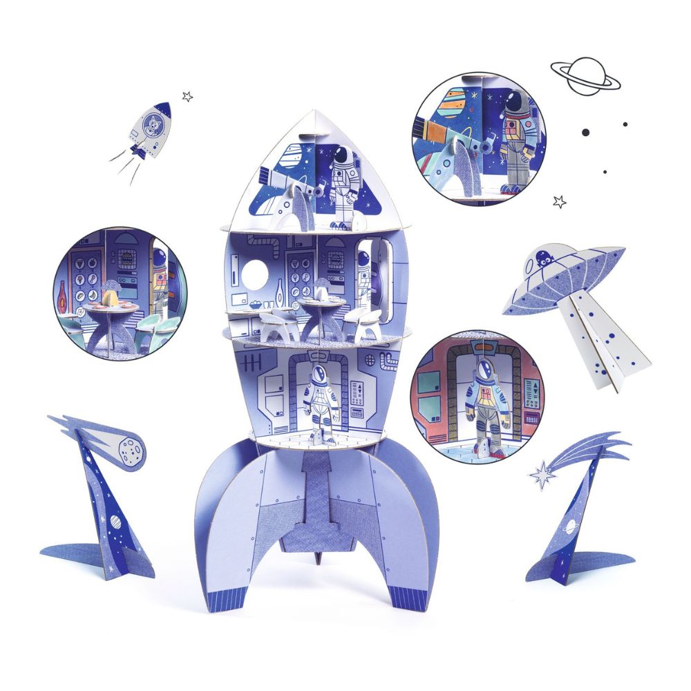 Space rocket colour assemble play