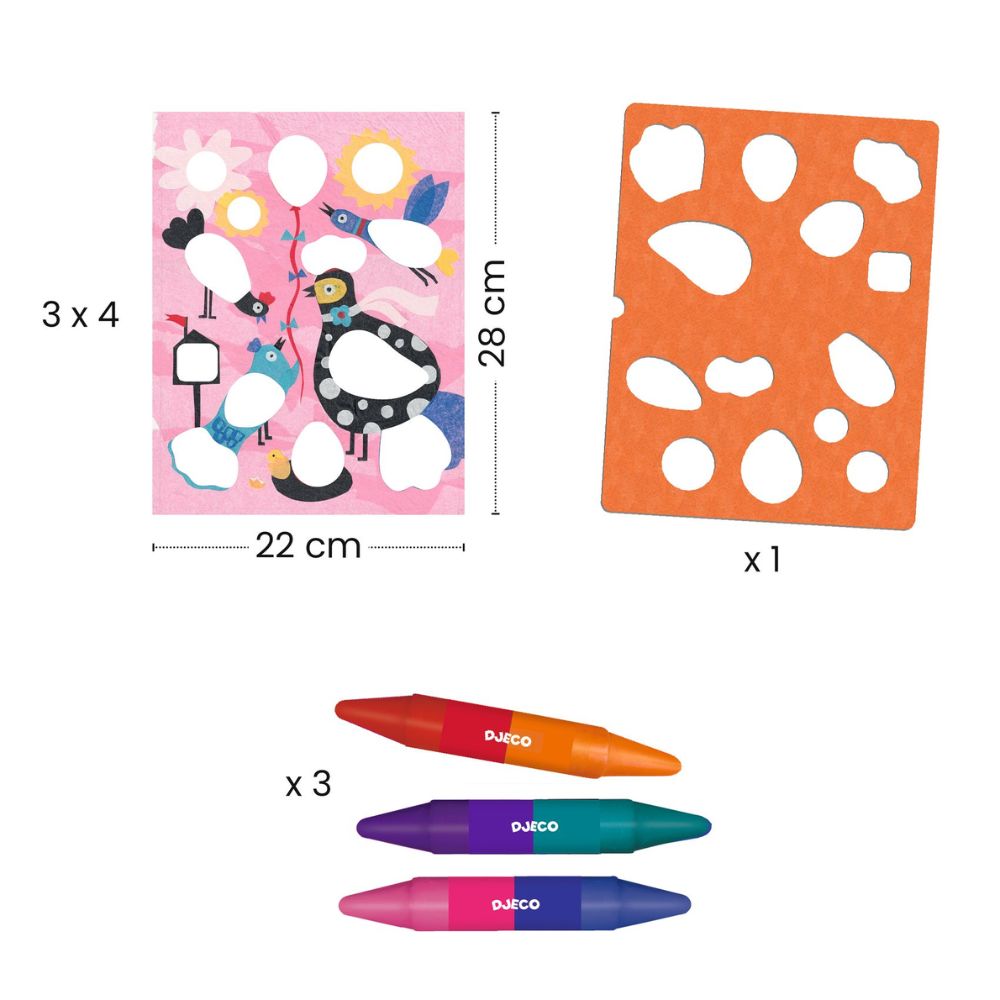 Djeco stencils Birdie & Co