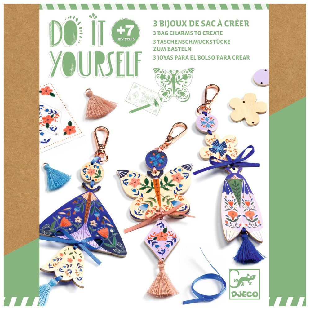 Djeco Do It Yourself Butterflies - 3 Bag Charms To Create