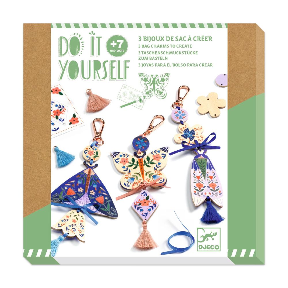 Djeco Do It Yourself Butterflies - 3 Bag Charms To Create