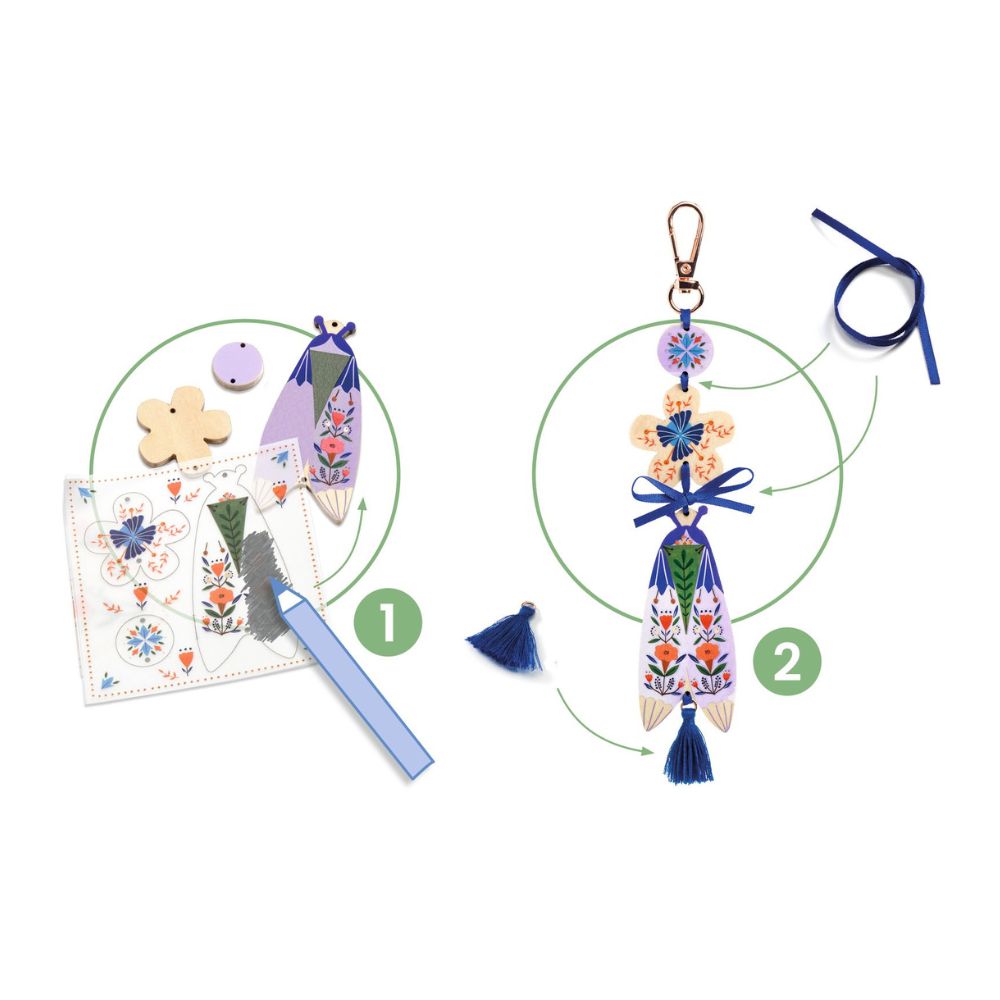 Djeco Do It Yourself Butterflies - 3 Bag Charms To Create