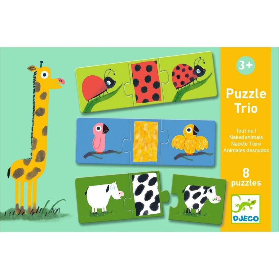 Djeco Educational Toddler Puzzle Trio - Naked Animals