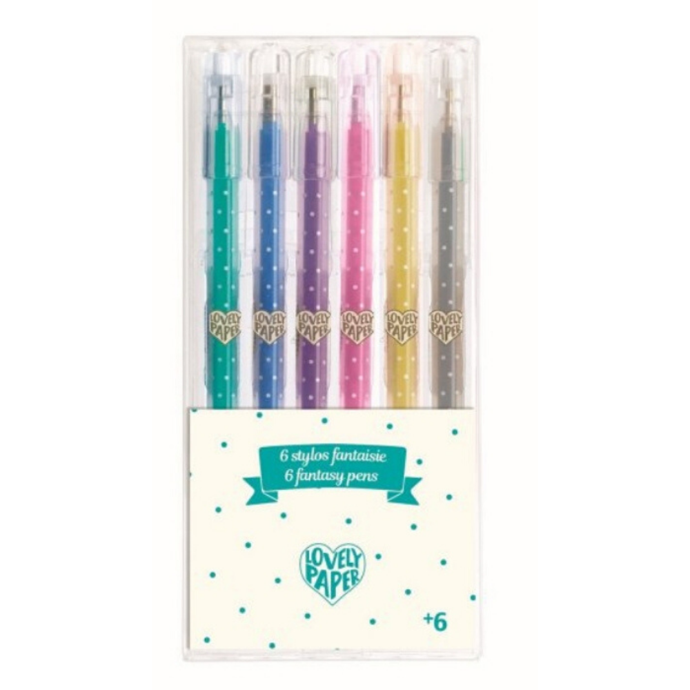 Djeco Lovely Paper - 6 Glitter Gel Pens