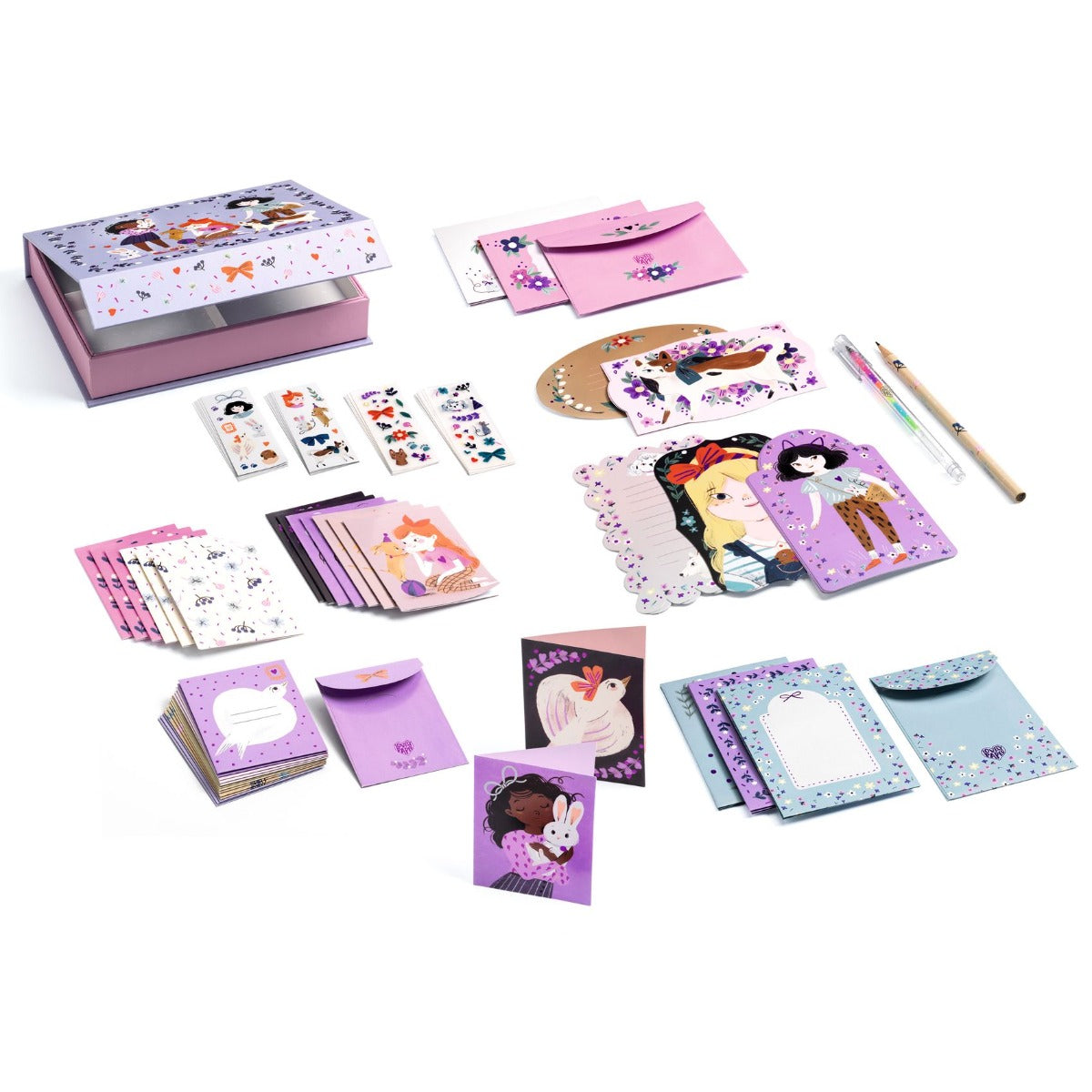 Djeco Lovely Paper - Lucille Correspondence Set - Kids Stationery Set