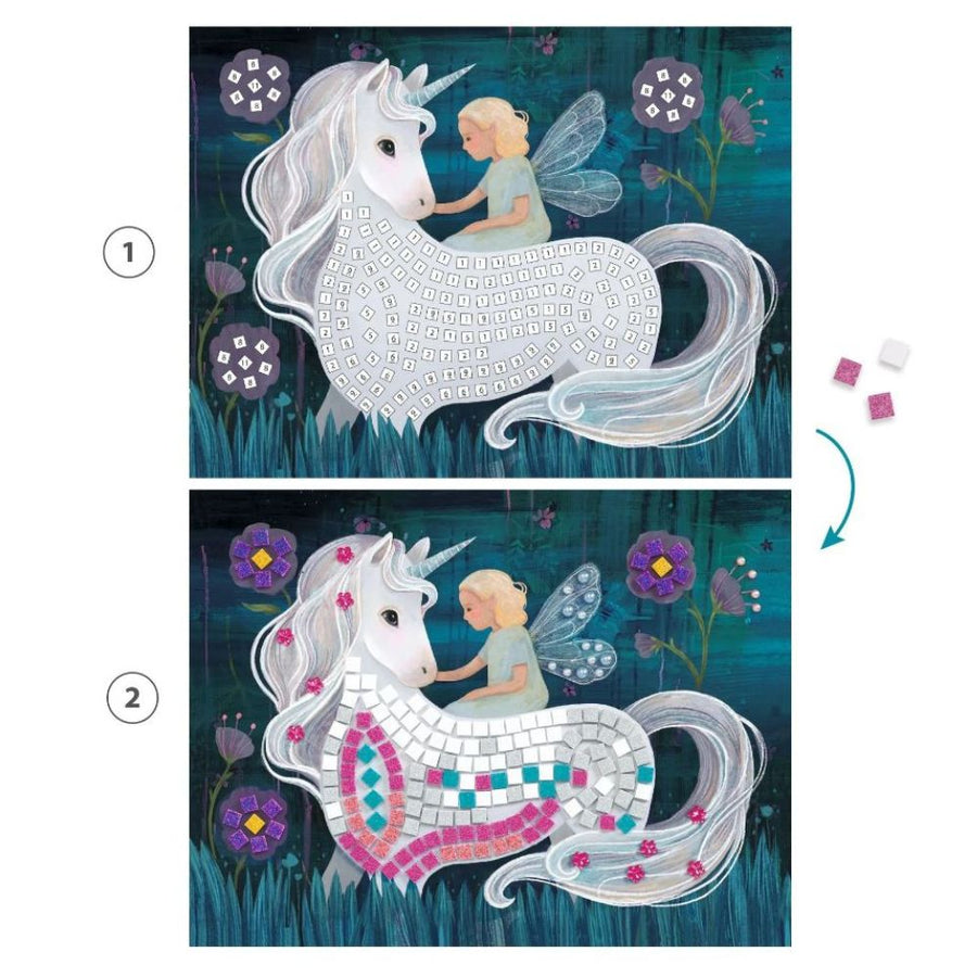Djeco Mosaic, The Enchanted World - Unicorn Mosaic Kit 6 yrs +