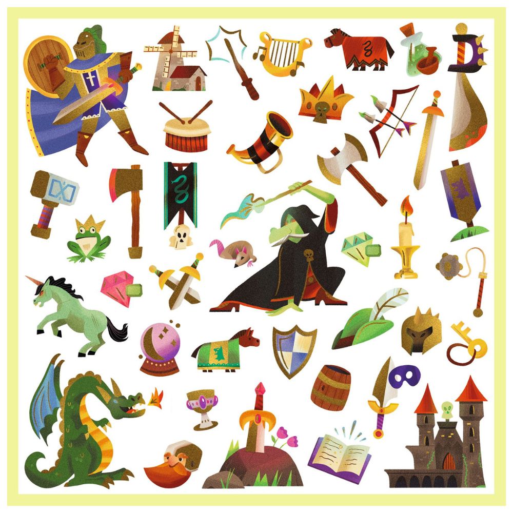 Djeco Stickers - Medieval fantasy, 160 stickers
