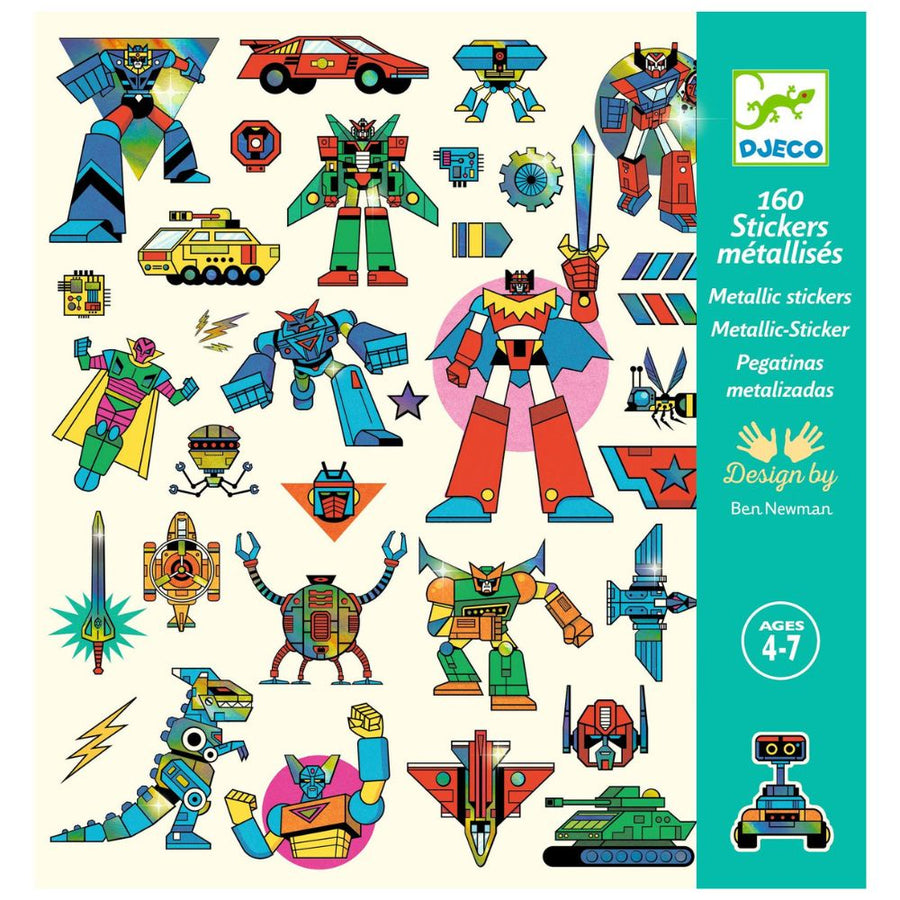 Djeco Stickers - Robots, 160 stickers
