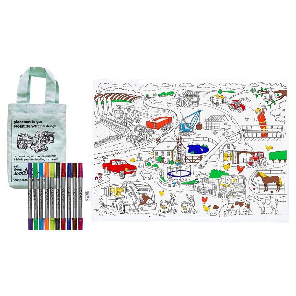Eat Sleep Doodle - Working Wheels Placemat