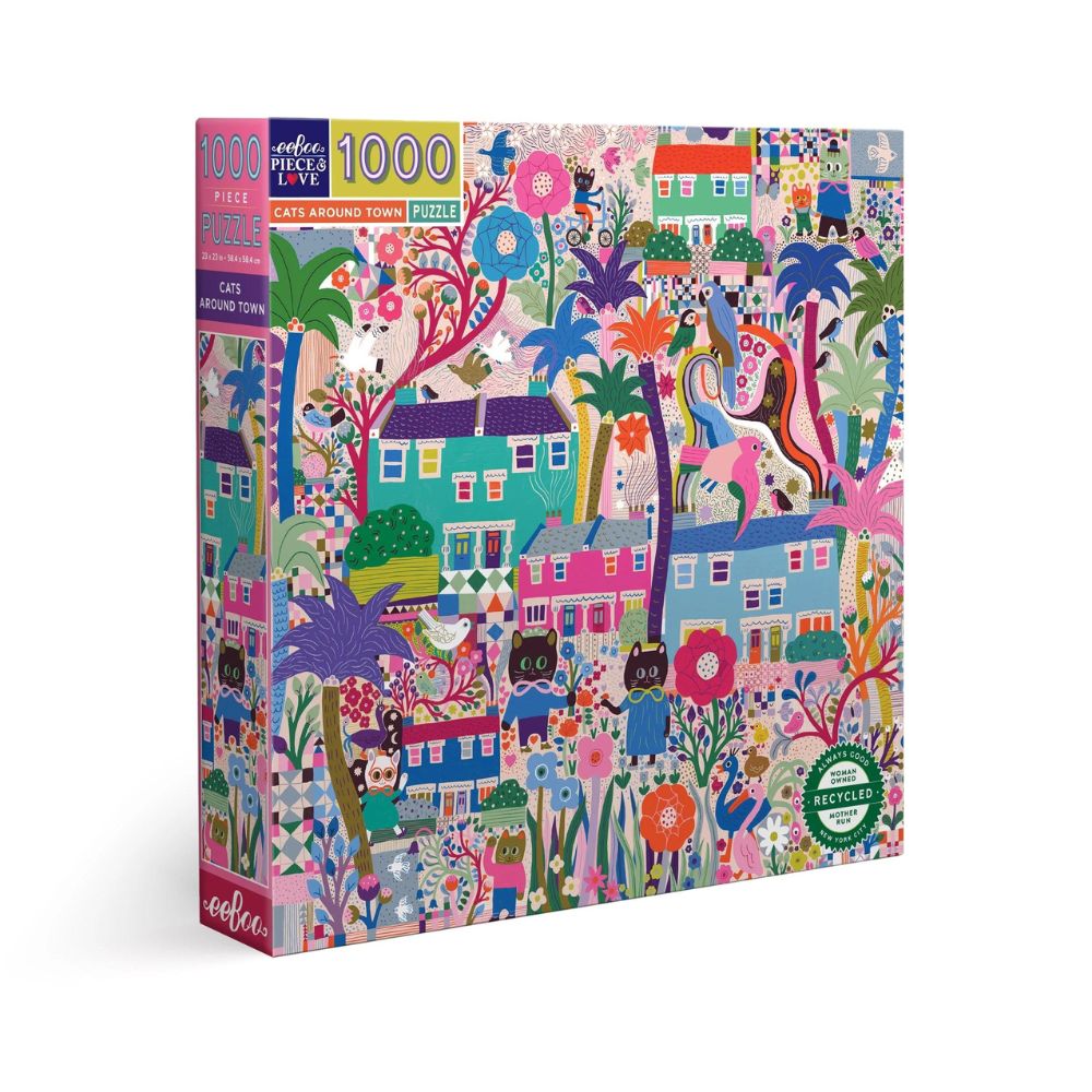 Eeboo 1000 Piece Jigsaw Puzzle|Eeboo Cats Around Town Puzzles