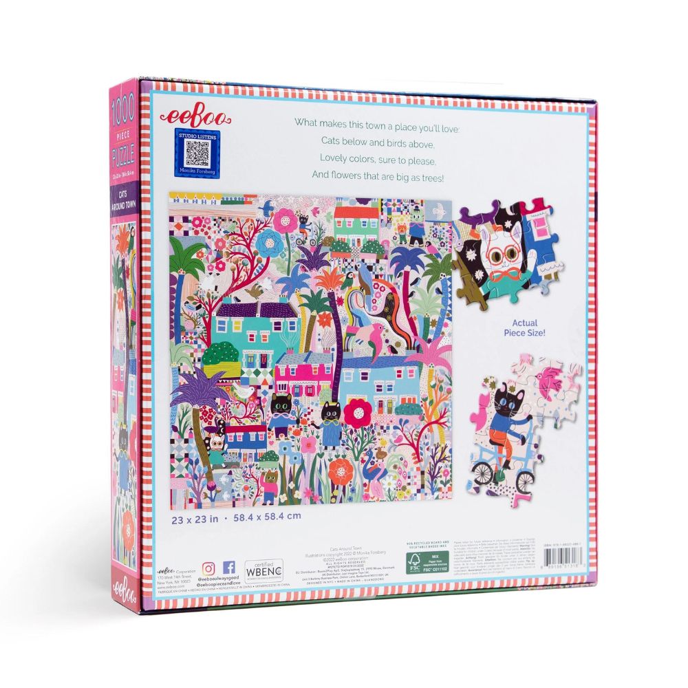 Eeboo 1000 Piece Jigsaw Puzzle - Cats Around Town