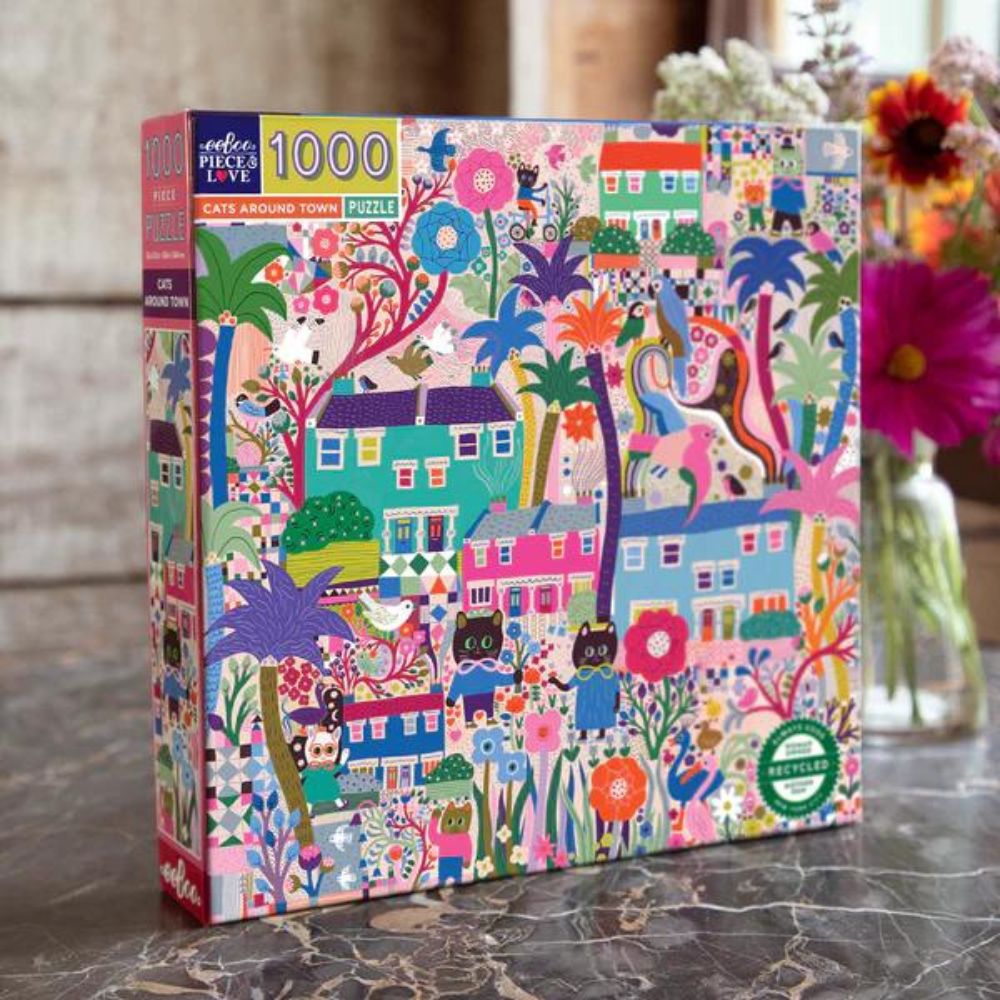 Eeboo 1000 Piece Jigsaw Puzzle - Cats Around Town
