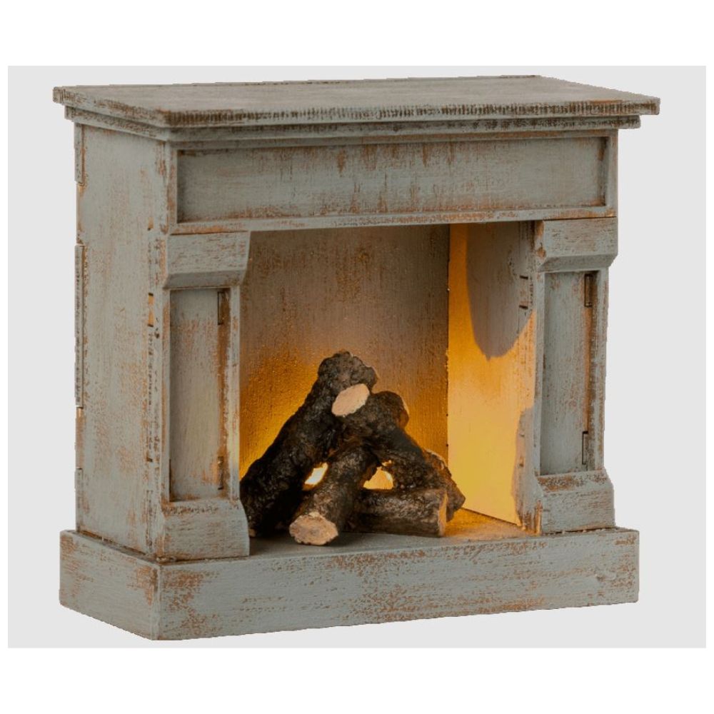 Maileg Miniature Fireplace, Vintage Blue - for Maileg Mouse Castle