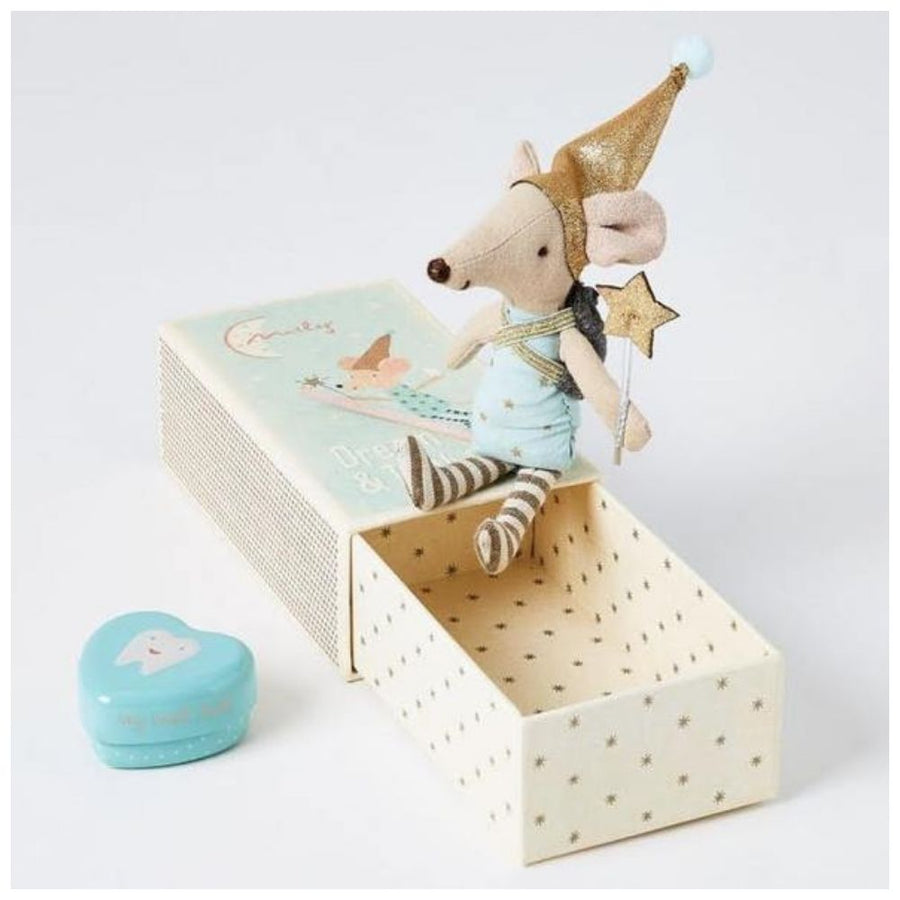 Maileg Tooth Fairy Mouse In A Matchbox - Big Brother - Blue