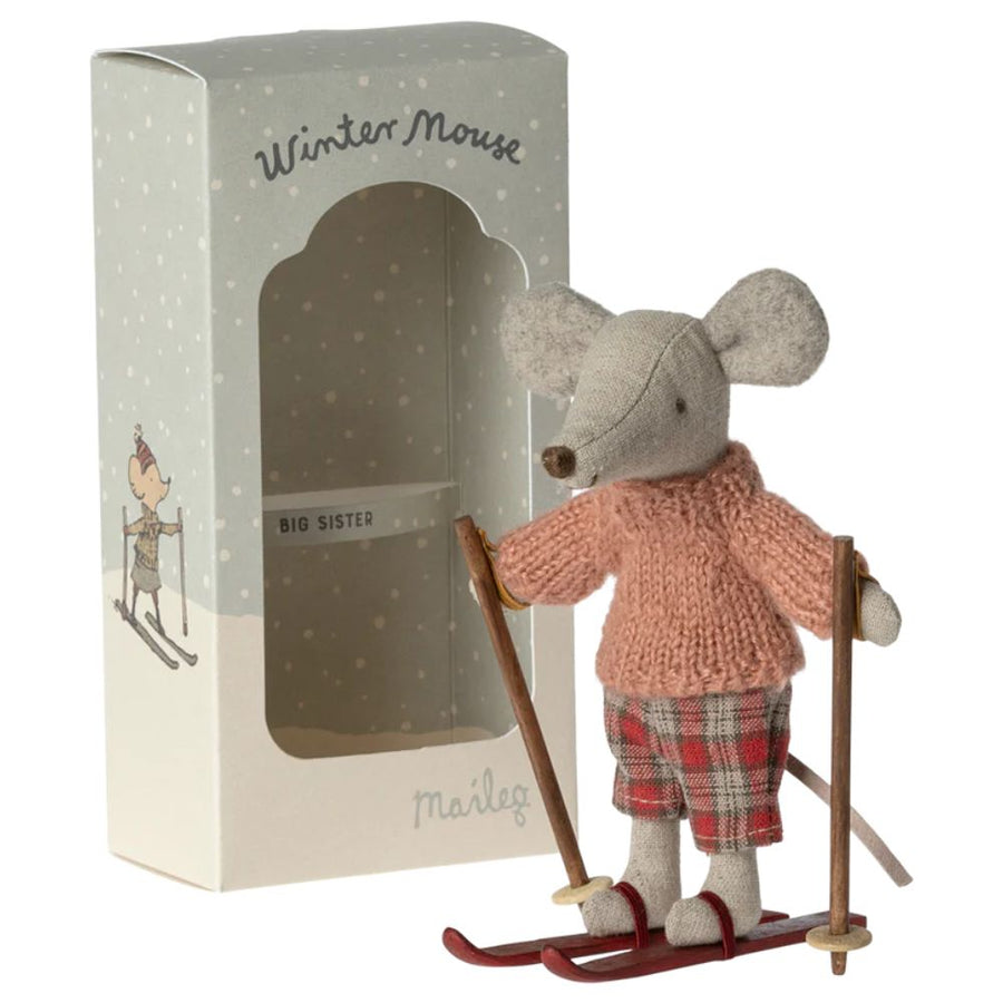 Maileg Winter Mouse with ski set, Big sister