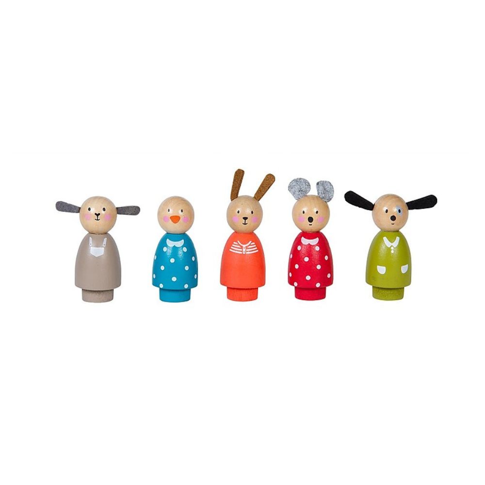 Moulin Roty 5 assorted wooden characters La Grande Famille