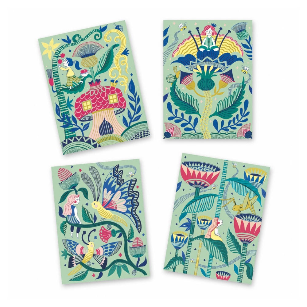 Djeco Pastel Scratch Boards - Fantasy Garden