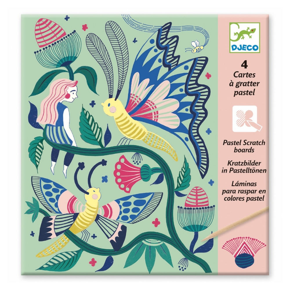 Djeco Pastel Scratch Boards - Fantasy Garden
