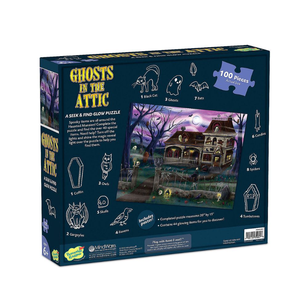 Peaceable Kingdom Ghosts in the Attic Glow Puzzle Game