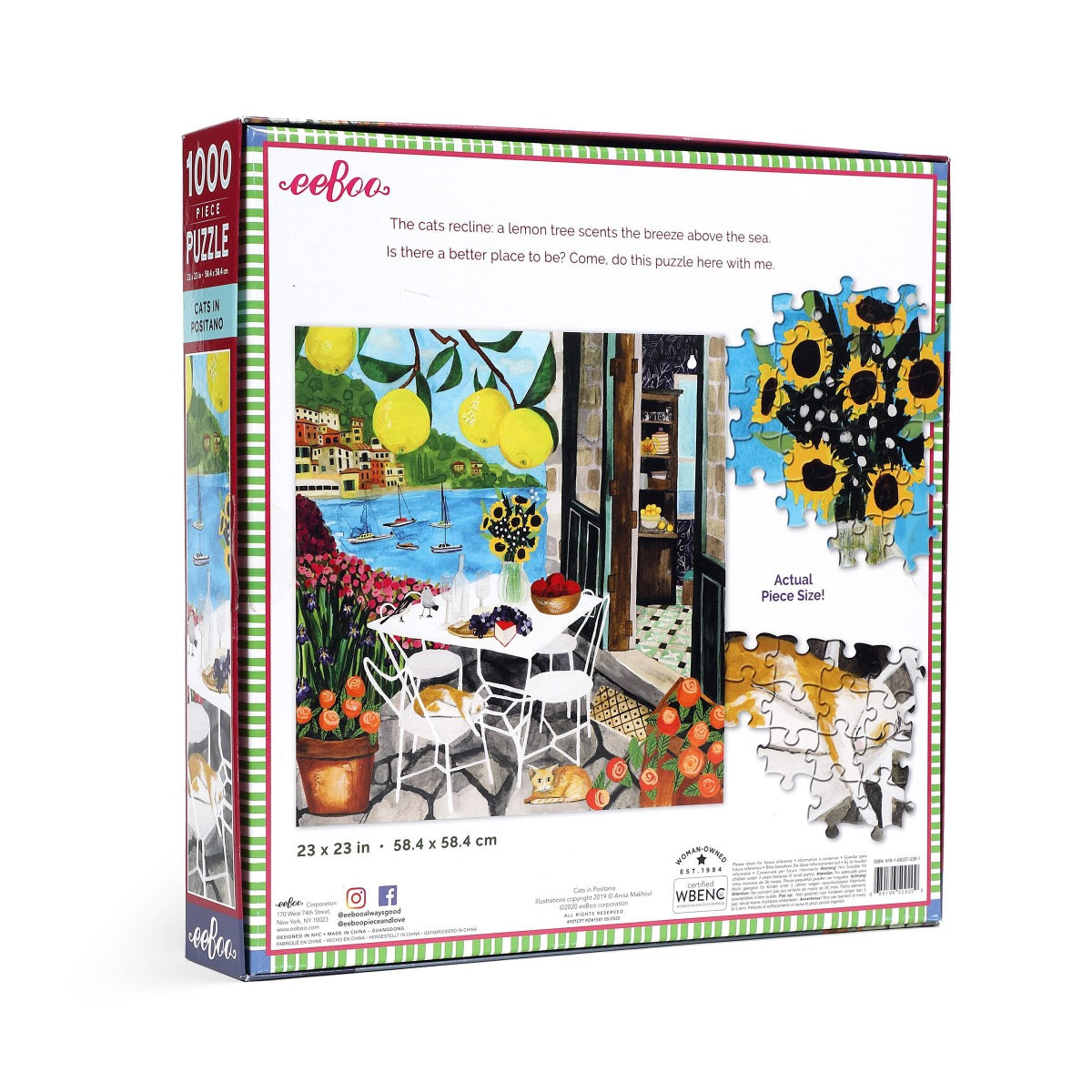 Eeboo Cats in Positano 1000 piece Family Puzzle