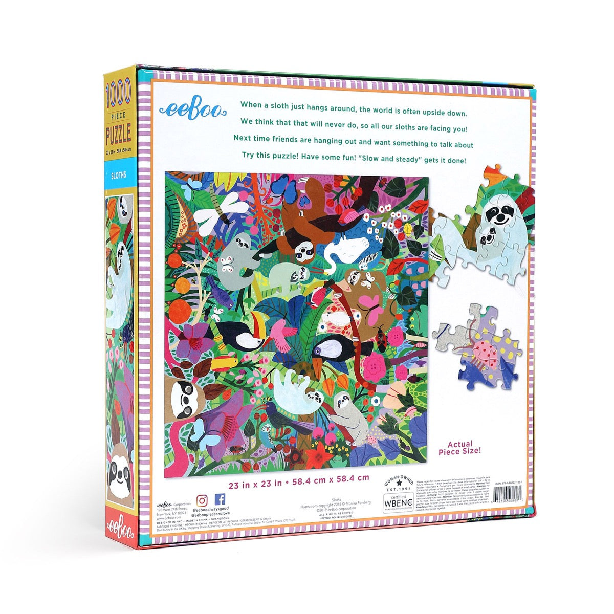 EeBoo Sloths 1000 Piece Family Puzzle