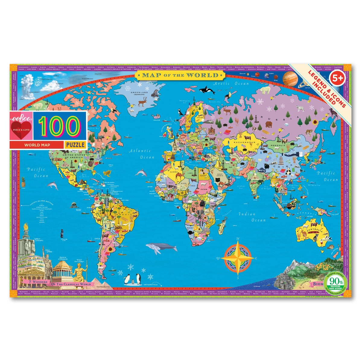 Eeboo World Map 100 Piece Puzzle