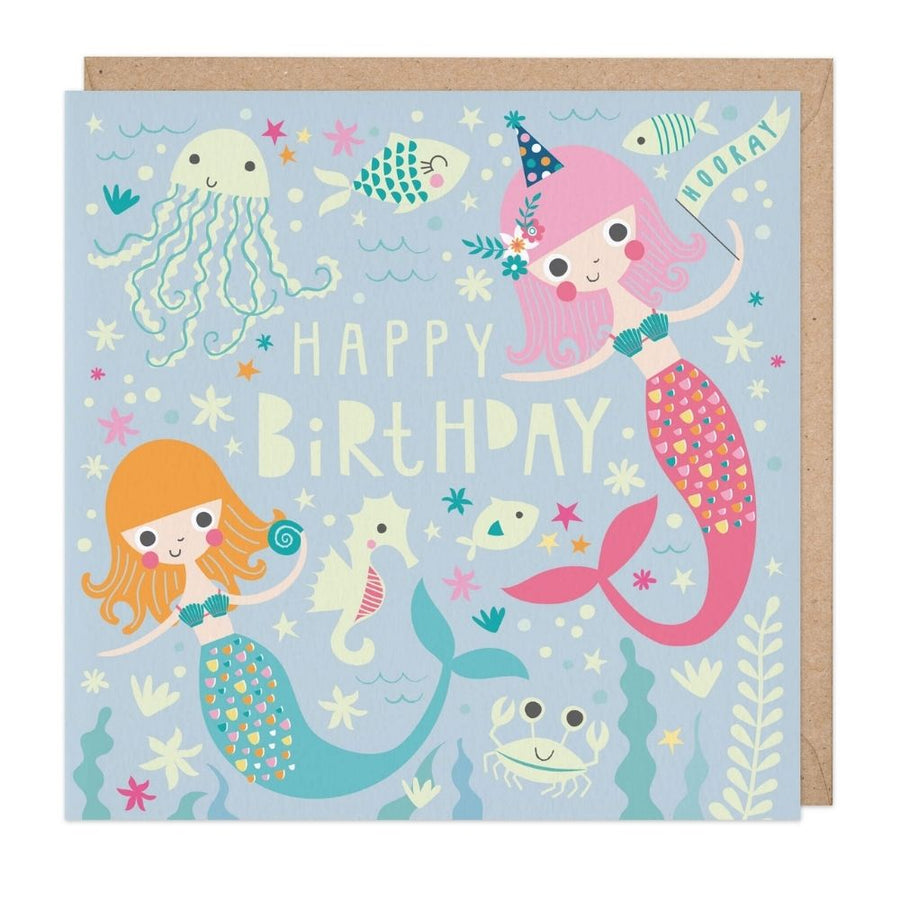 Whistlefish Party Mermaids Glow in the Dark Birthday Card