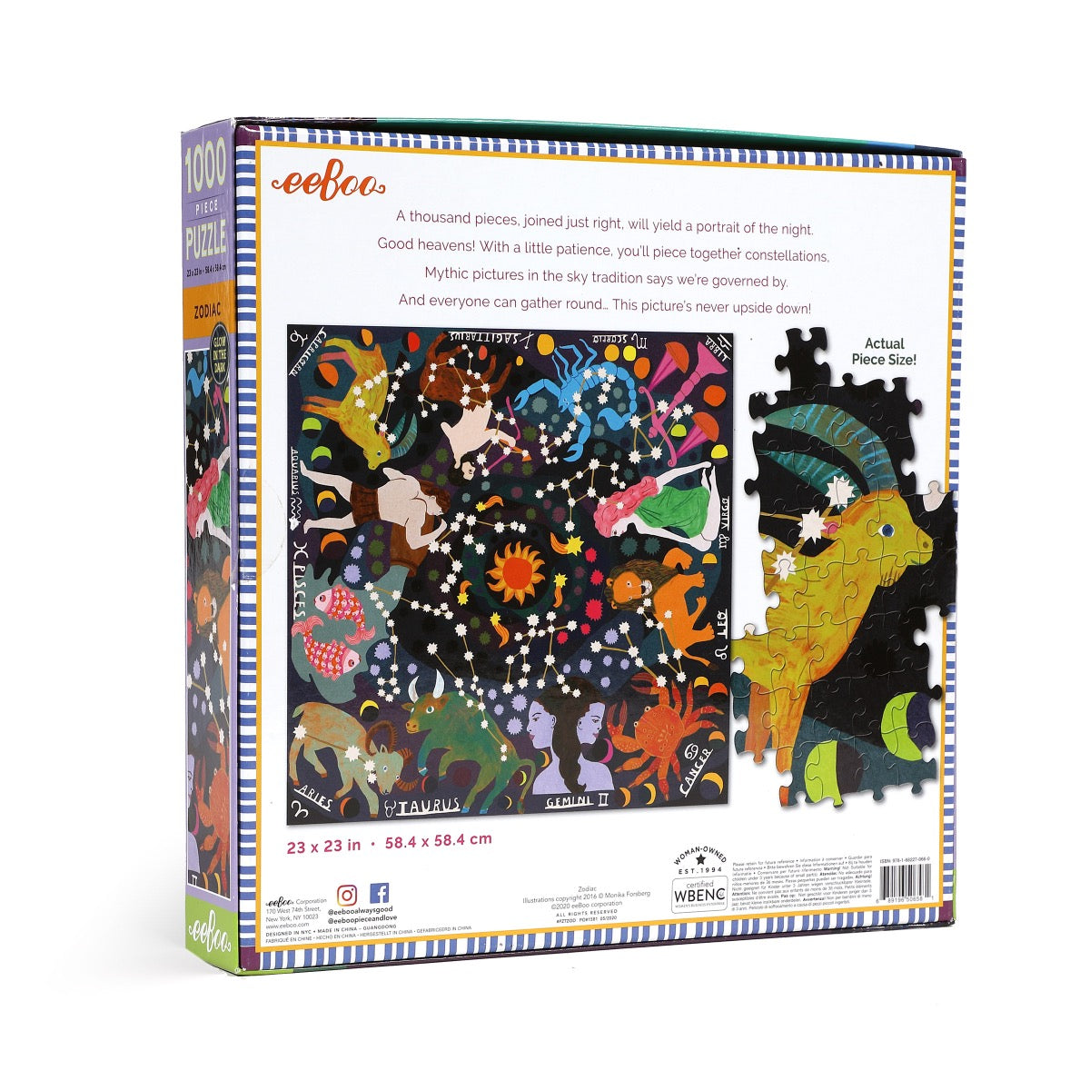 EeBoo Zodiac 1000 Piece Glow In The Dark Family Puzzle